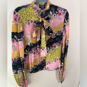 Petit Pois by Viviana G. Boho patchwork floral blouse vegan silk size S